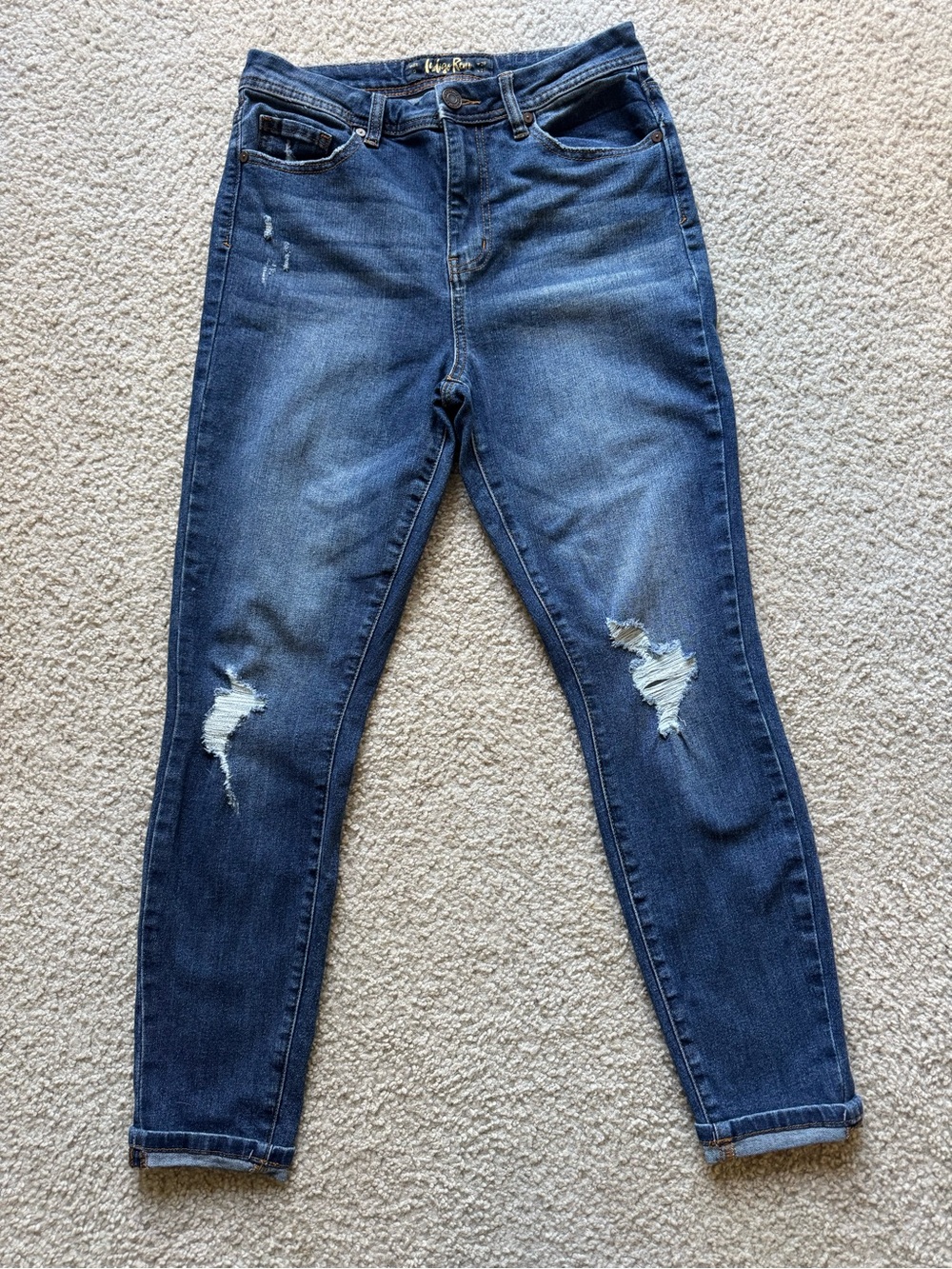 Indigo Rein Skinny Distressed Jeans - Dark Blue